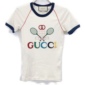Gucci 574386 White Tennis Cotton Jersey T-shirt XXS